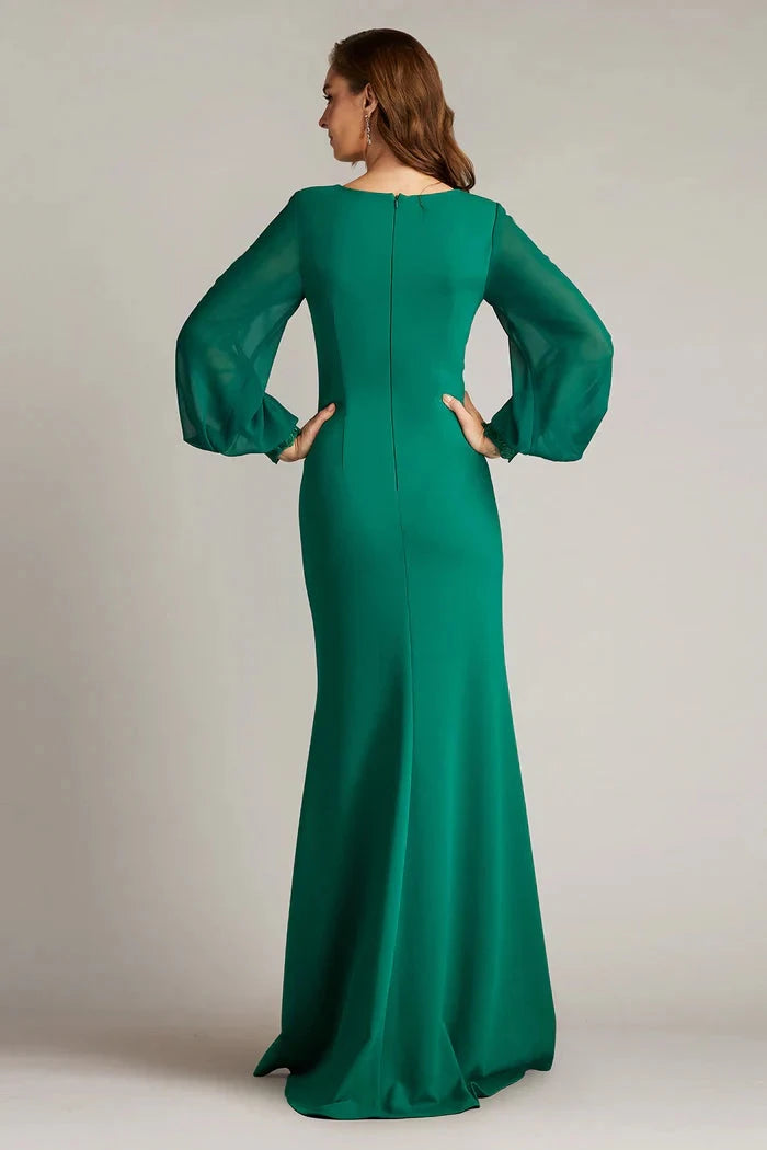Elegant Mermaid Plunging V-Neck Puff Sleeve Solid Back Floor Length Hot Sale Prom Dress by YiHuiw