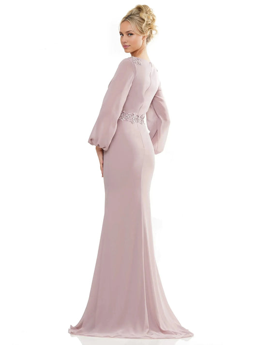 Elegant Mermaid V Neck Puff Sleeve Zipper Back Floor Length Prom Dress by YiHuiw