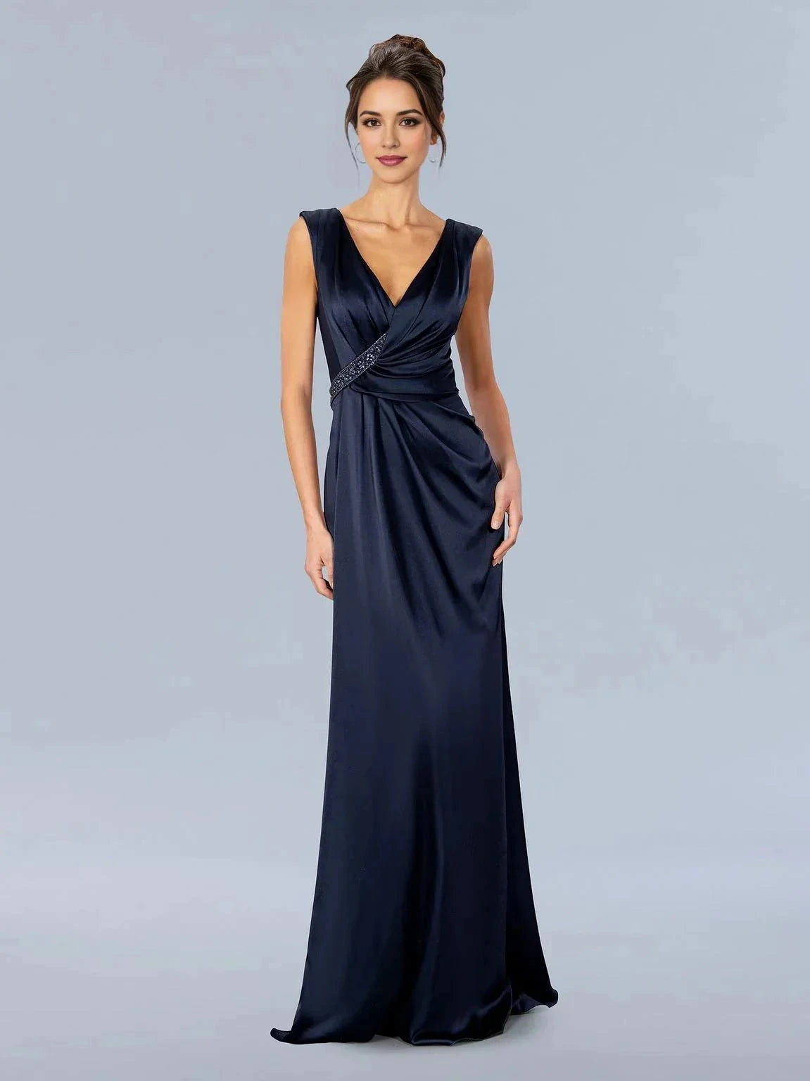Elegant Mermaid V Neck Sleeveless Zipper Back Floor Length Prom Dress by YiHuiw