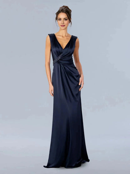 Elegant Mermaid V Neck Sleeveless Zipper Back Floor Length Prom Dress by YiHuiw