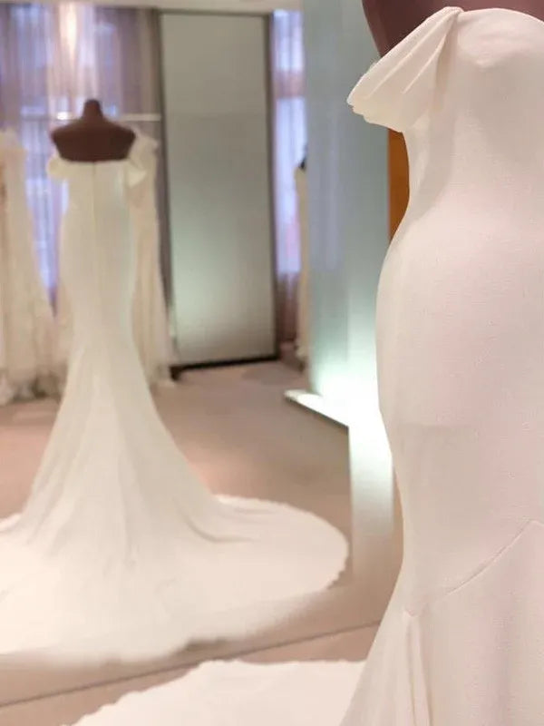 Mermaid Crepe Train Wedding Dress - Yihuiw by Yihuiw