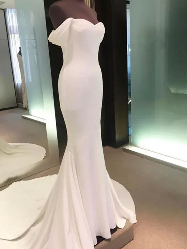 Mermaid Crepe Train Wedding Dress - Yihuiw by Yihuiw