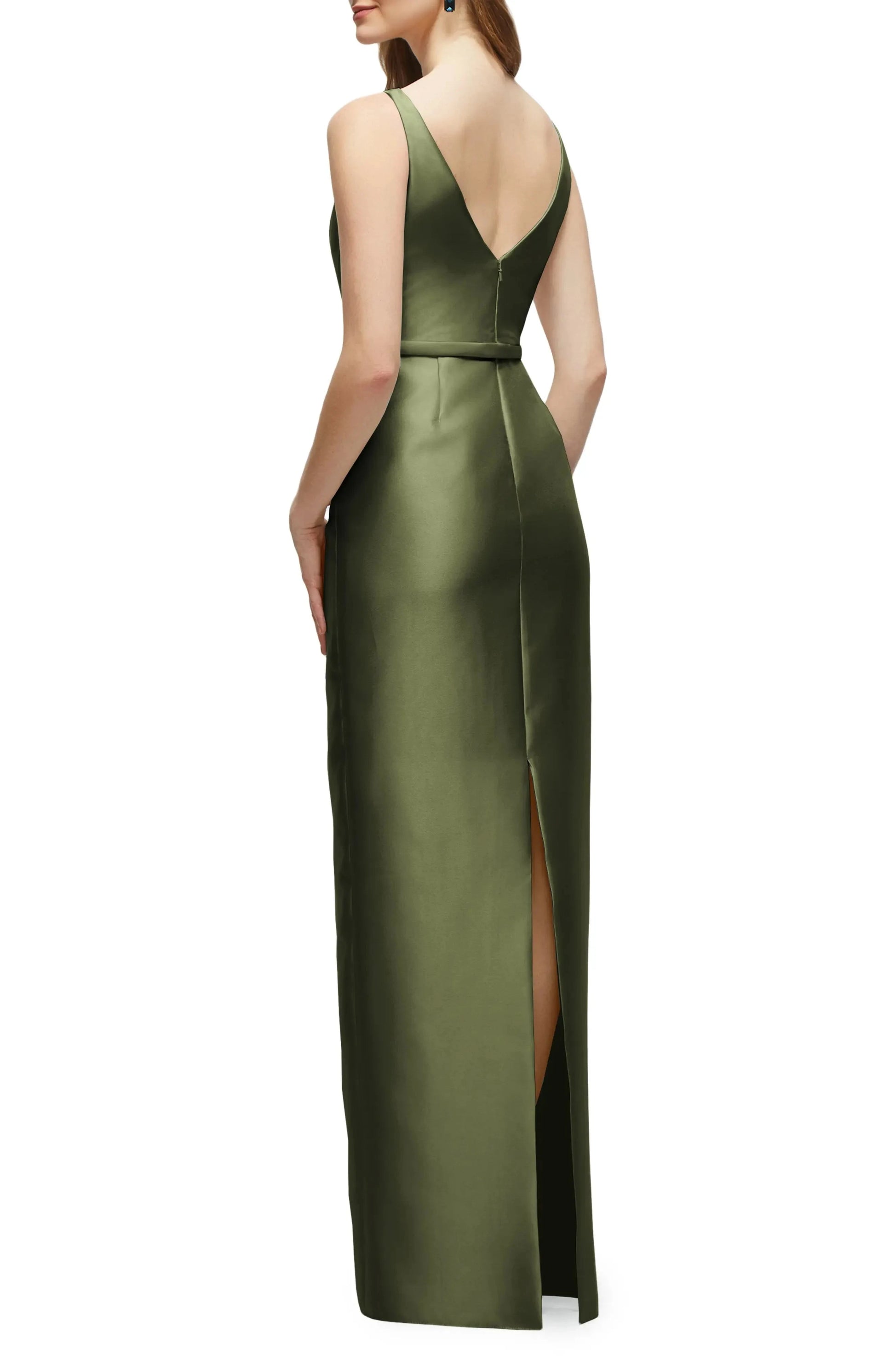 Elegant Sheath Boat Neck Sleeveless V Back Maxi For Adults Evening Dress by YiHuiw