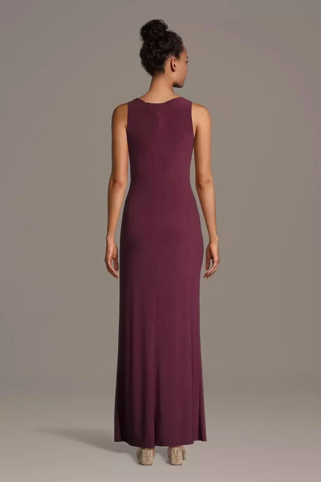 Elegant Sheath Crew Neck Sleeveless Plain Back Floor Length Mother of the Bride Dress by YiHuiw