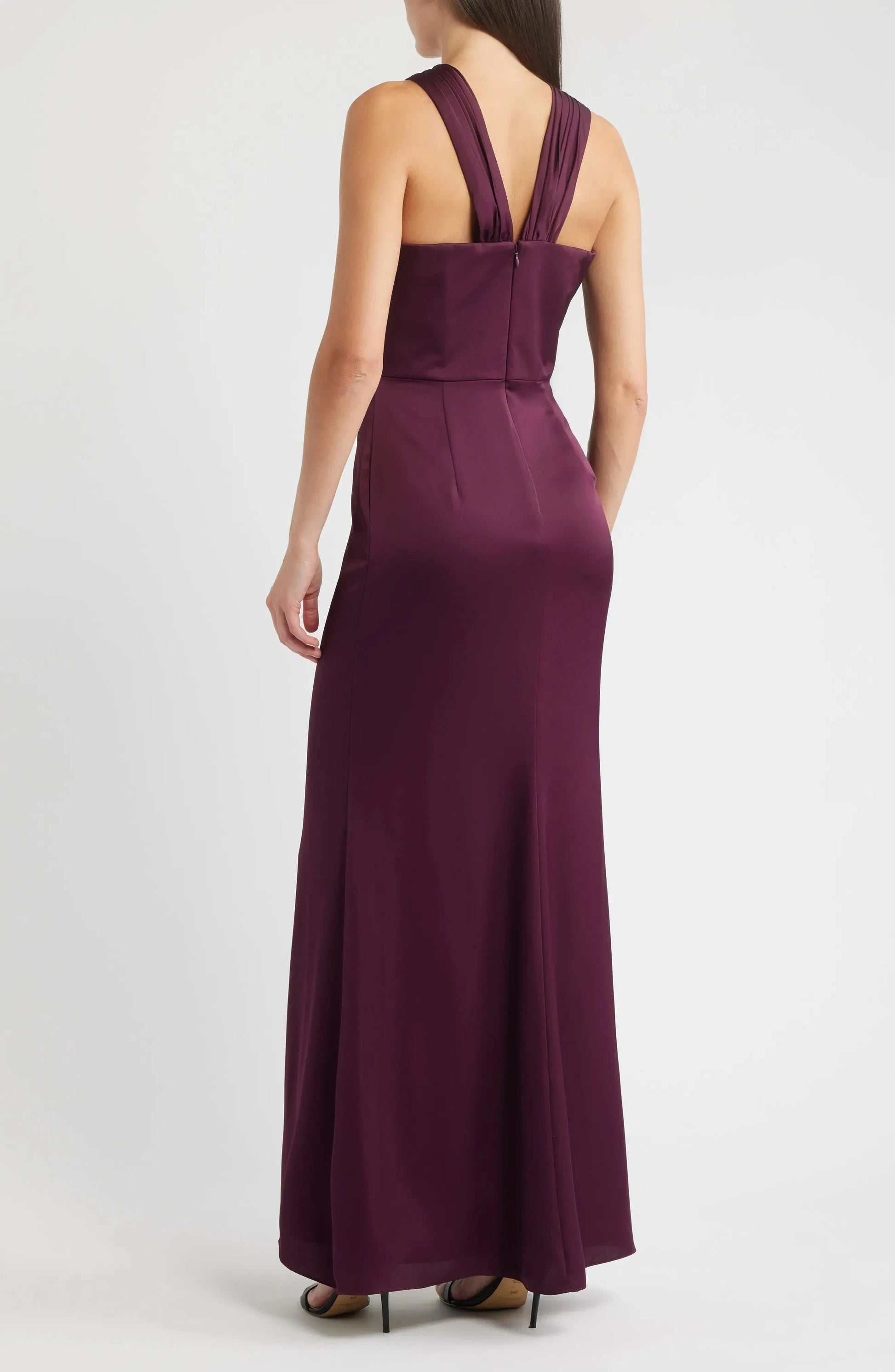 Elegant Sheath Halter Neck Sleeveless Knot Accent Maxi For Adults Evening Dress by YiHuiw
