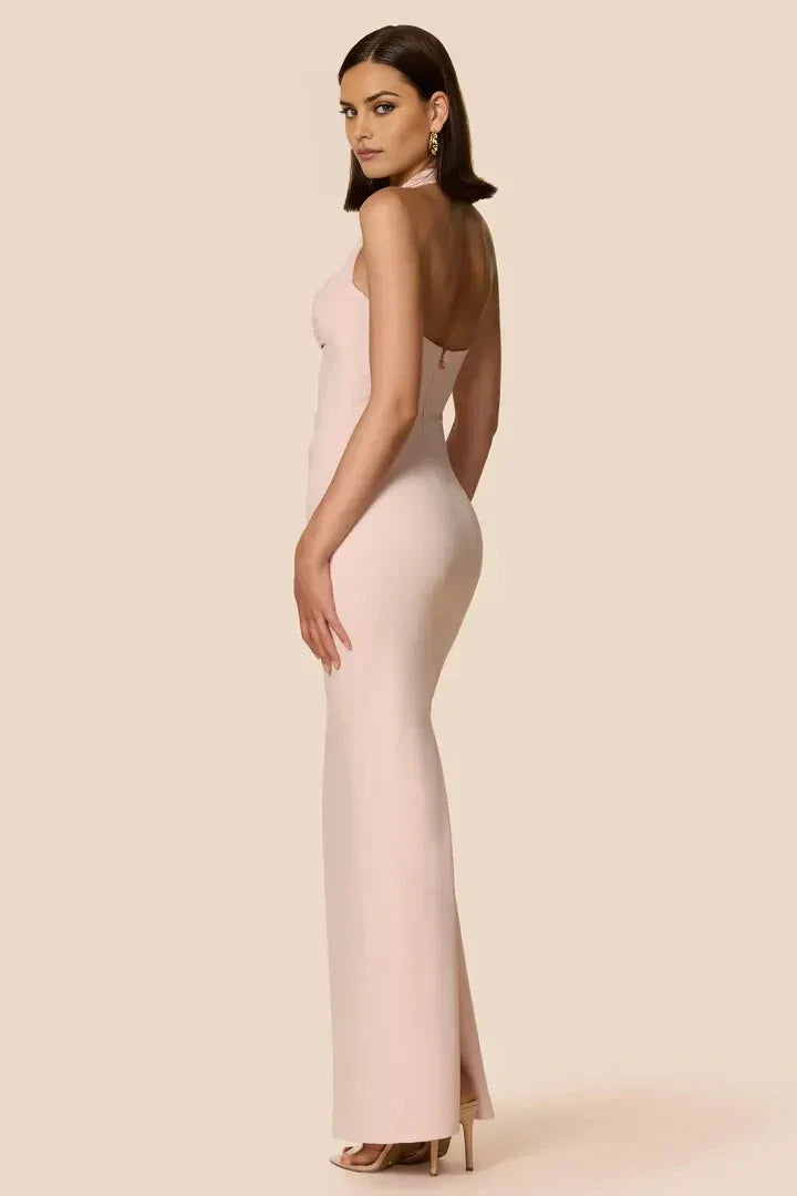 Elegant Sheath Halter Sweetheart Sleeveless Open Back Floor Length Female Prom Dress by YiHuiw