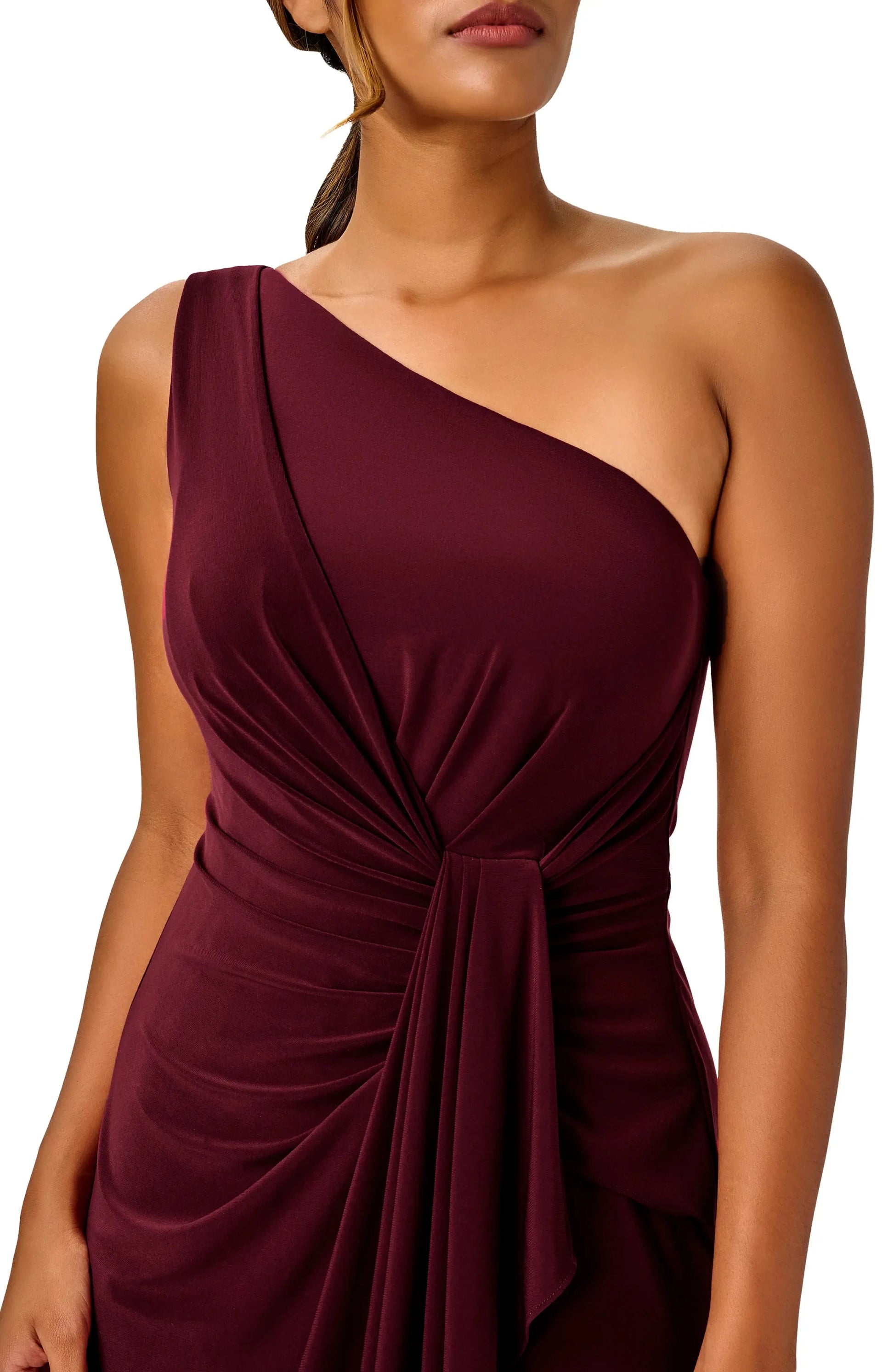 Elegant Sheath One Shoulder Sleeveless Ruched Back Maxi For Adults Evening Dress by YiHuiw