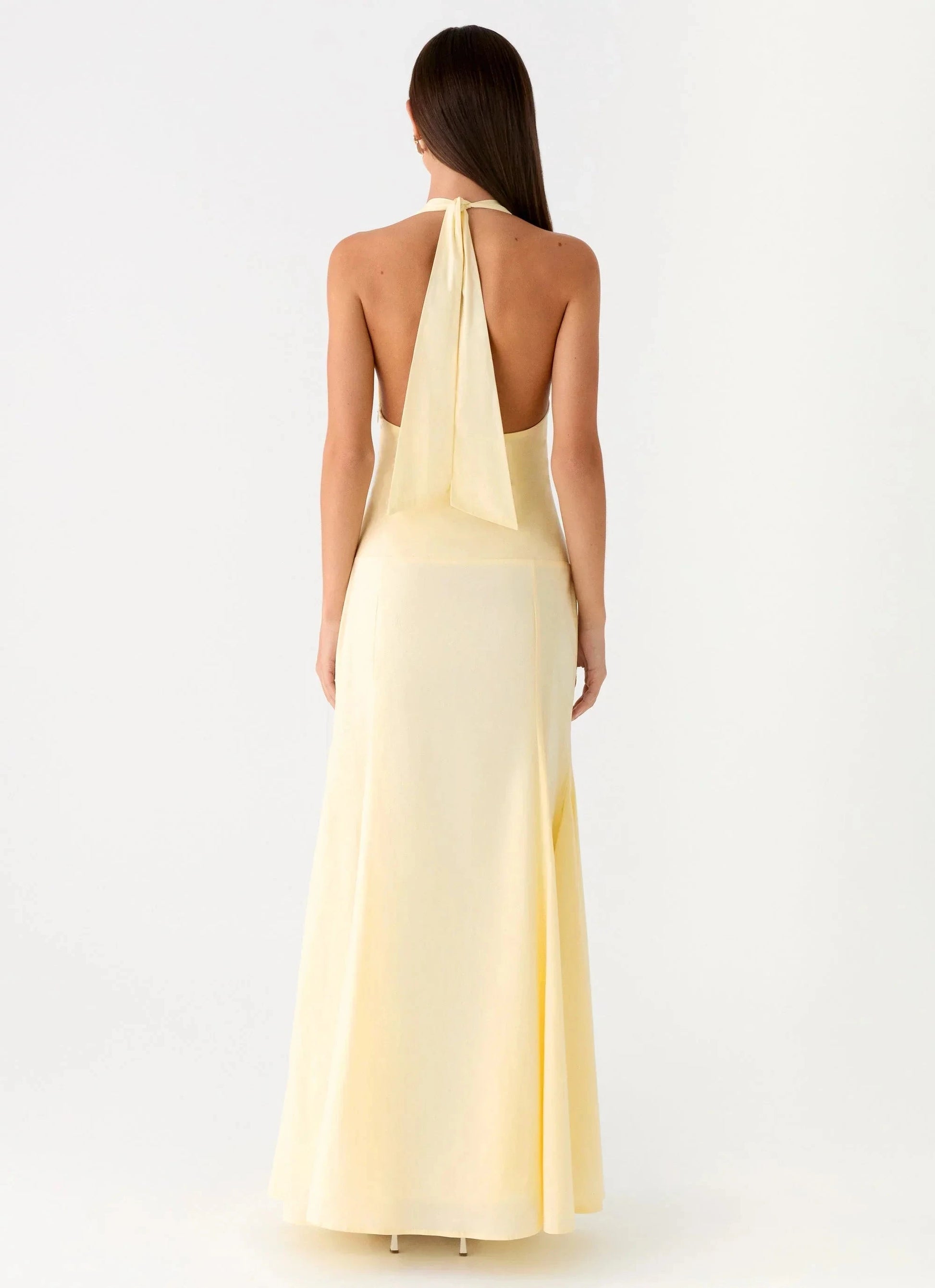 Elegant-Simple Halter Neck Sleeveless Ruched Open-Back Floor-Length Prom Dress by YiHuiw