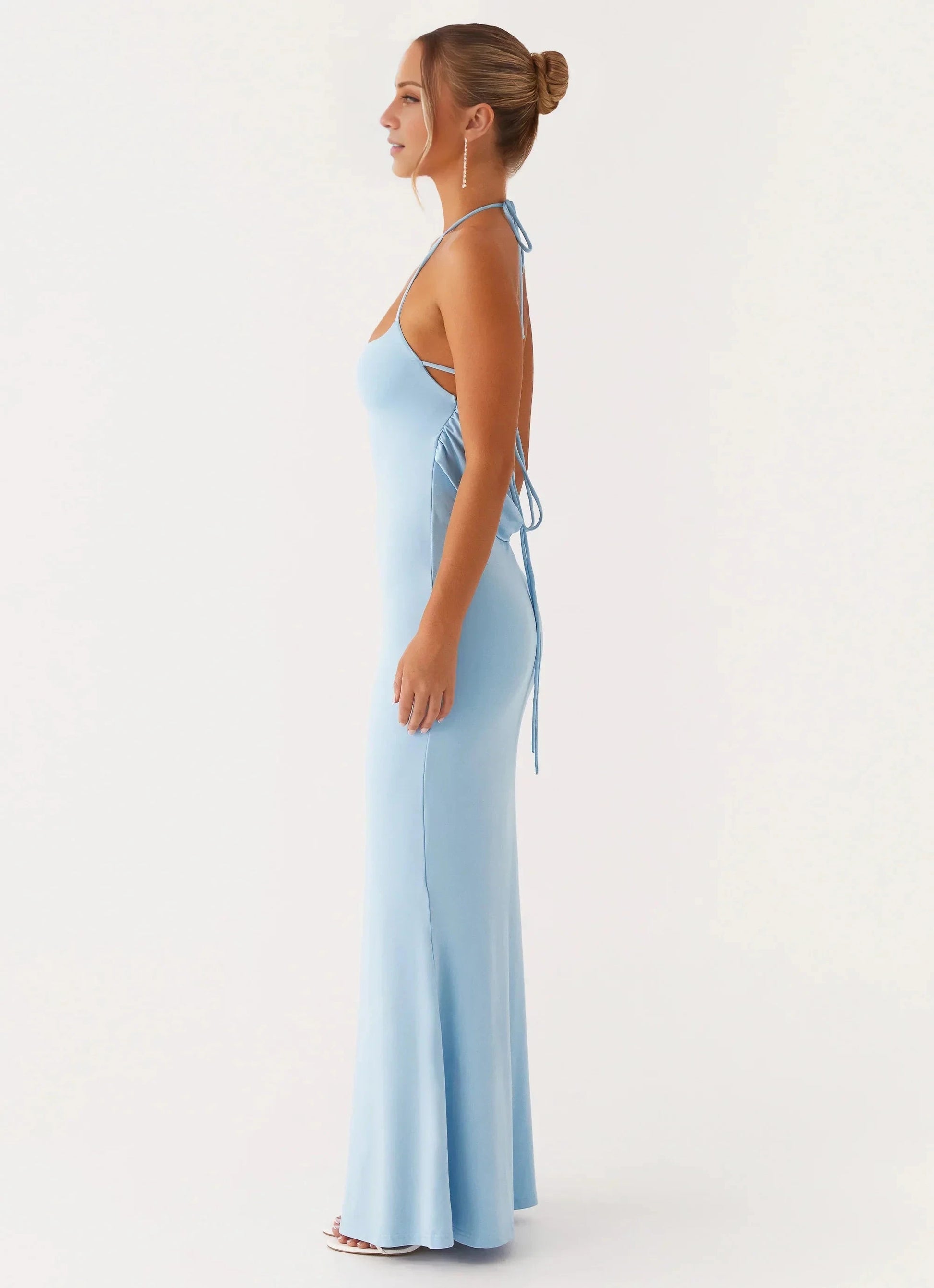 Elegant-Simple Mermaid Halter Neck Sleeveless Criss-Cross Open-Back Floor-Length Prom Dress by YiHuiw