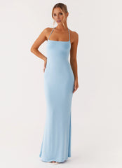 Elegant-Simple Mermaid Halter Neck Sleeveless Criss-Cross Open-Back Floor-Length Prom Dress