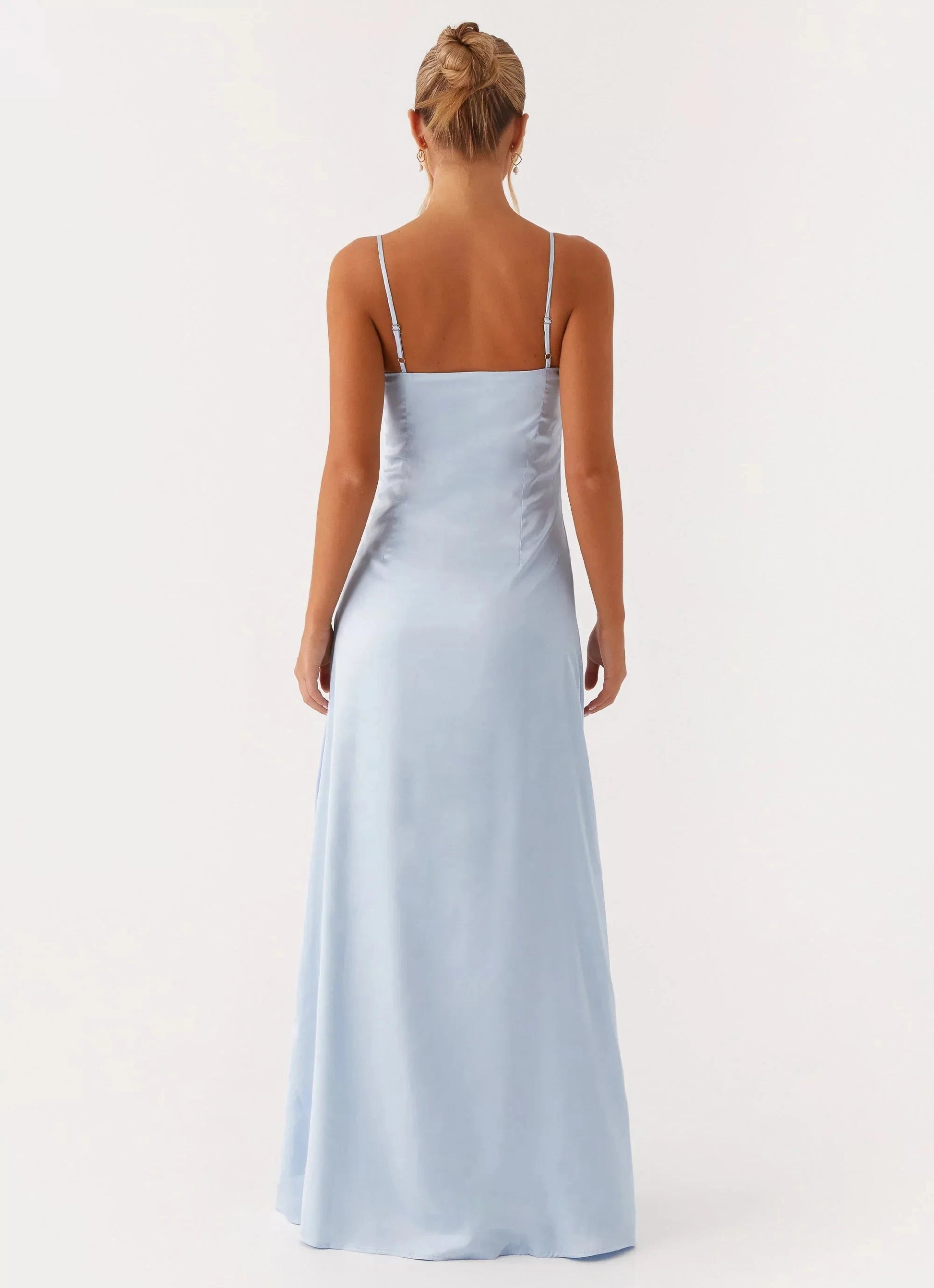 Elegant-Simple Square-Neck Sleeveless Spaghetti-Strap Satin Floor-Length Prom Dress by YiHuiw