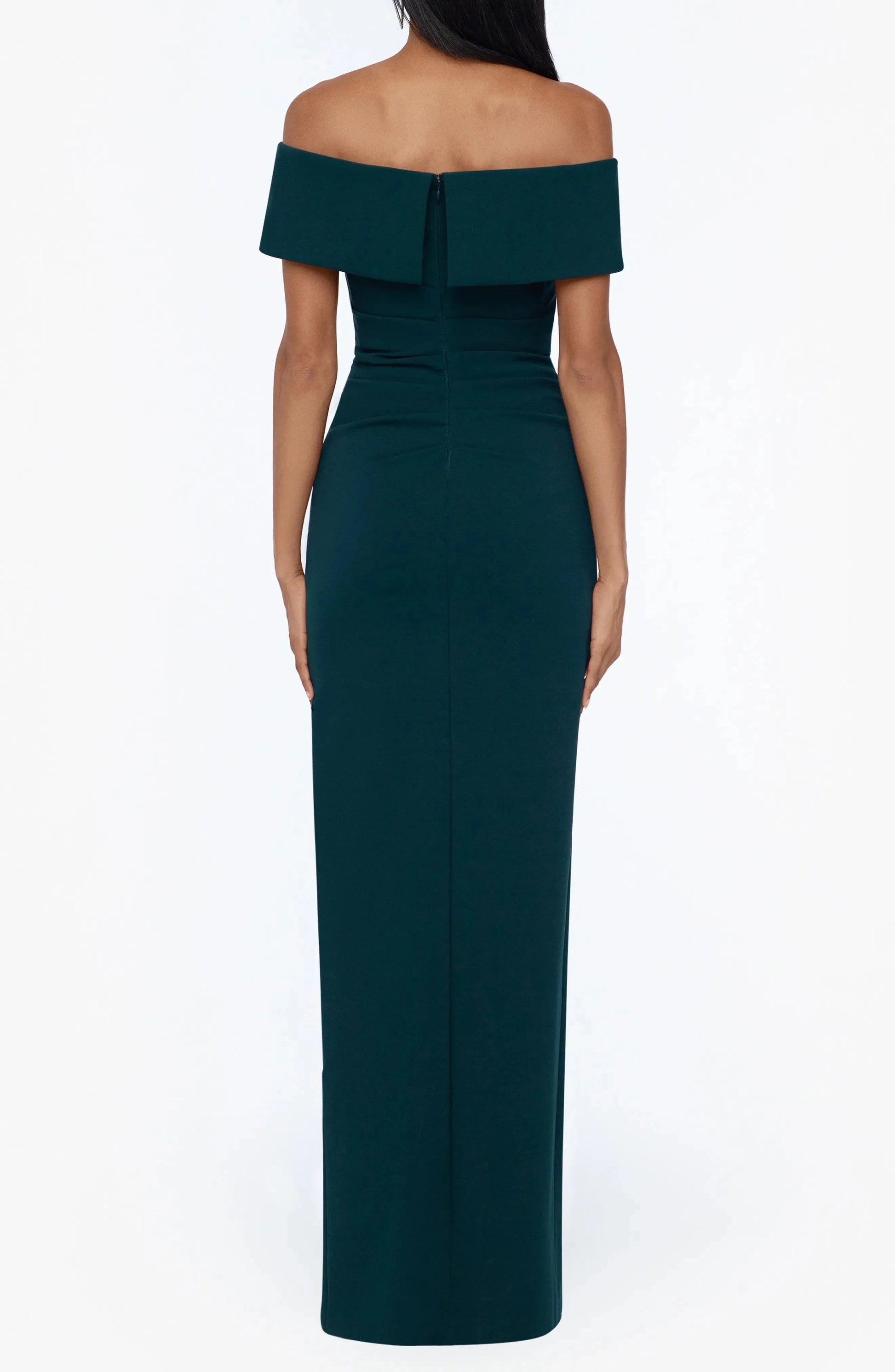 Elegant Trumpet Off Shoulder Ruffled Accent Zip Back Maxi For Adults Evening Dress by YiHuiw