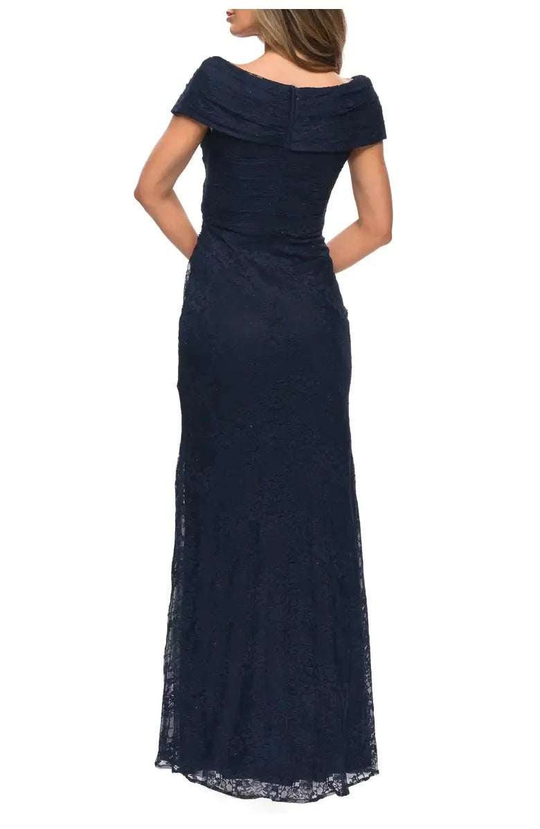 Elegant Trumpet Off Shoulder Short Sleeve Ruched Back Maxi Hot Sale Evening Dress by YiHuiw