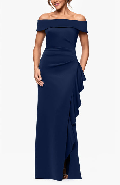 Elegant Trumpet Off Shoulder Sleeveless Ruched Back Maxi For Adults Evening Dress by YiHuiw