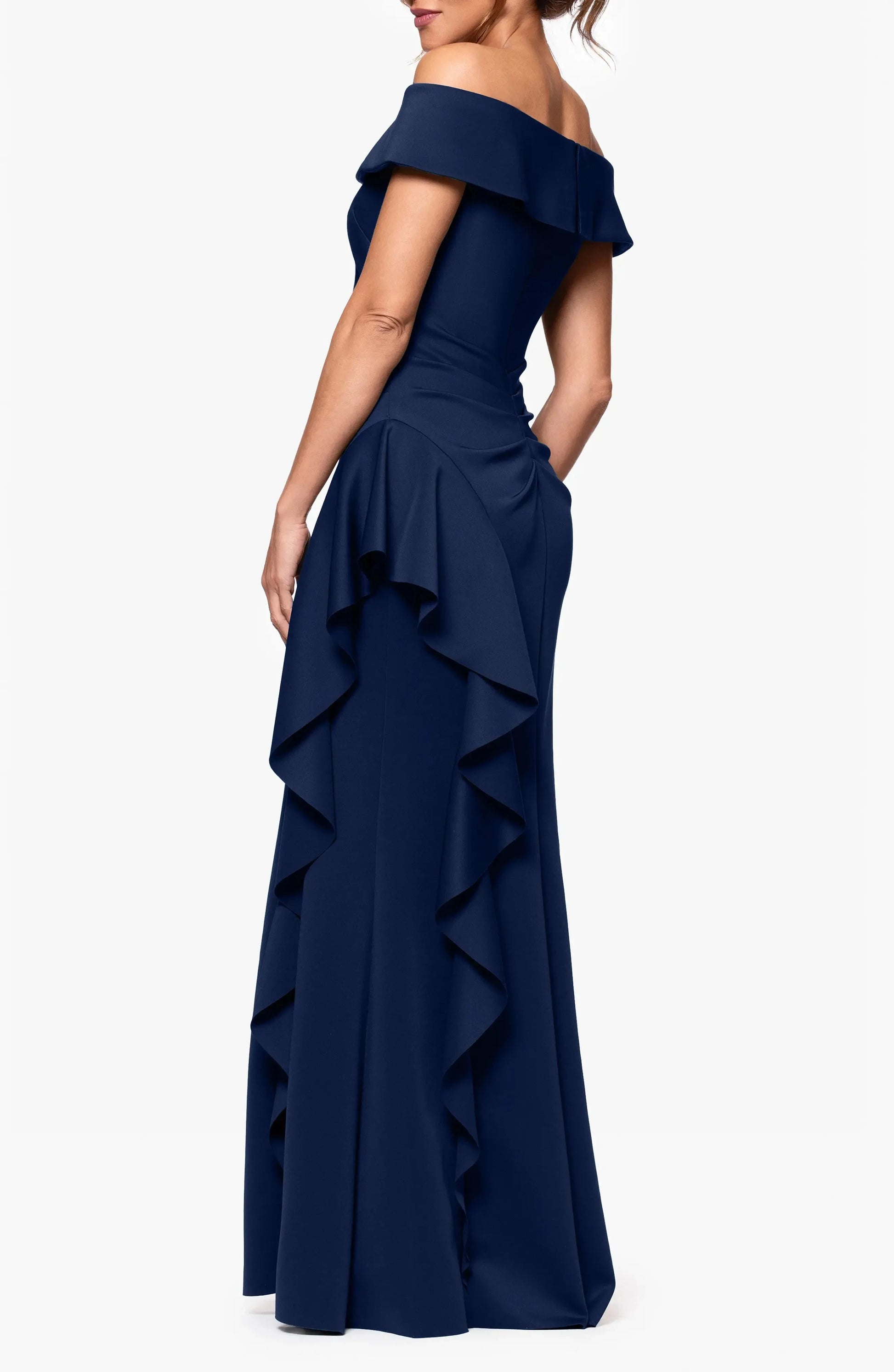 Elegant Trumpet Off Shoulder Sleeveless Ruched Back Maxi For Adults Evening Dress by YiHuiw