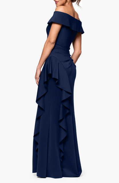Elegant Trumpet Off Shoulder Sleeveless Ruched Back Maxi For Adults Evening Dress by YiHuiw