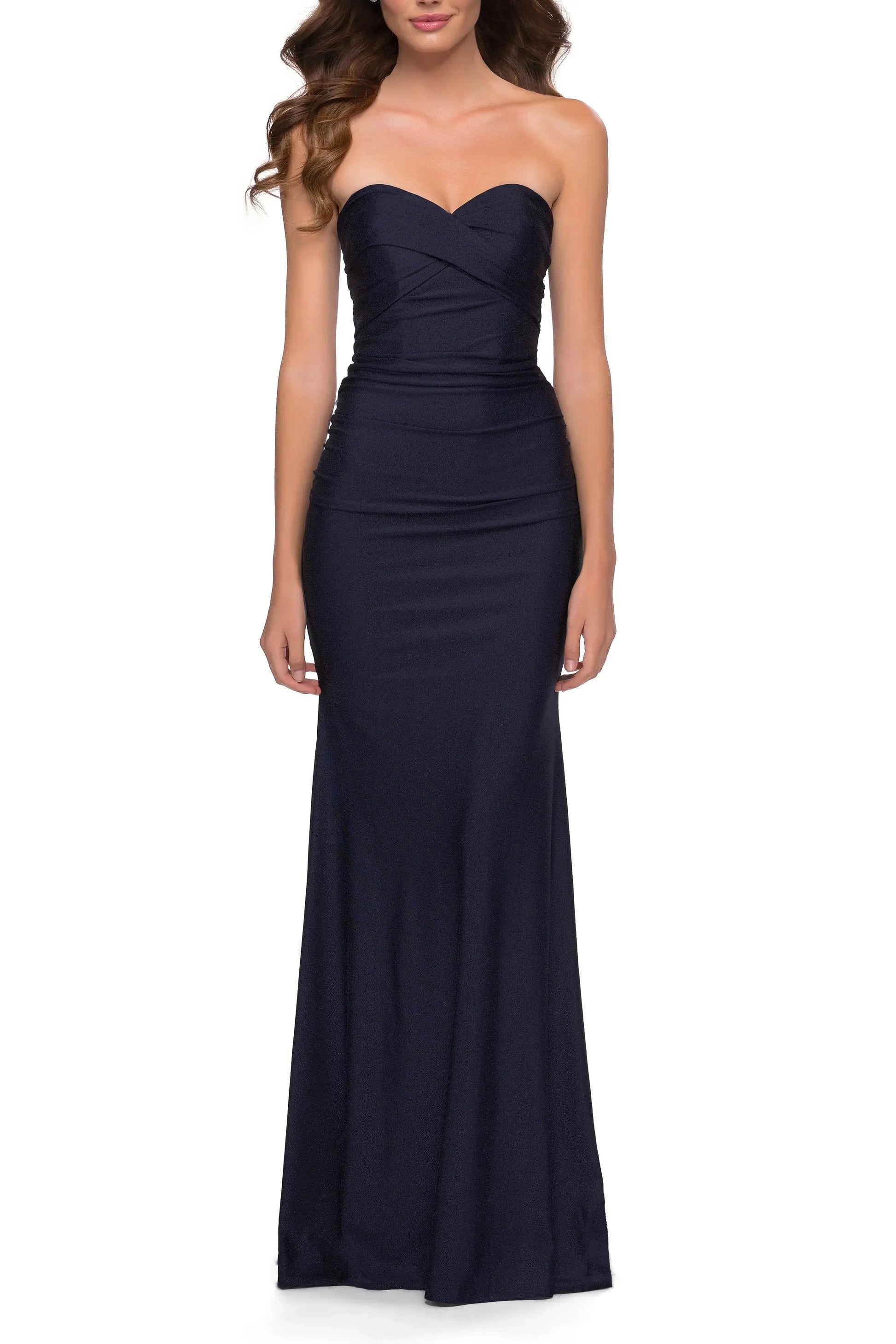 Elegant Trumpet Strapless Sweetheart Ruched Back Train Evening Dress by YiHuiw