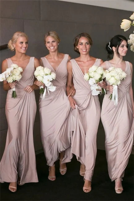 A-Line V-Neck Sleeveless Backless Floor-Length Wedding Dress - Yihuiw by Yihuiw