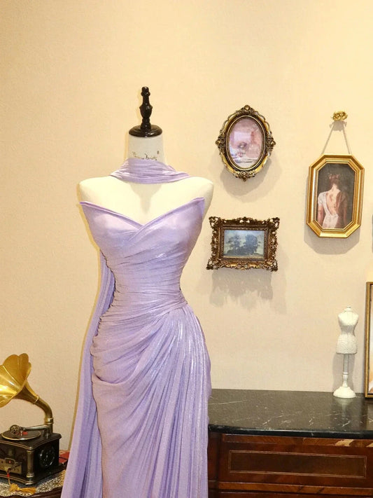 Elegant Beautiful Long Floor Length Satin Ball Gown Evening Dress Party Dress simple gentle atmospheric and unique desi Bring summer colors to enhance whiteness by YiHuiw