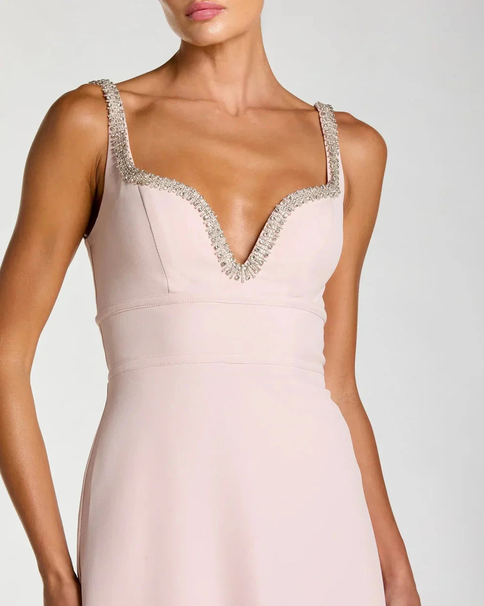 Elegant Blush A-Line Gown Sweetheart Neck Beaded Straps Zipper Back Floor-Length Evening Dresses by LANQI DRESS