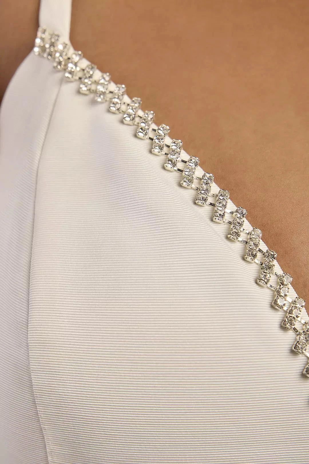 Elegant Fit-and-Flare Spaghetti-Strap Deep V-Neck Beaded Mini Wedding Dress by YiHuiw