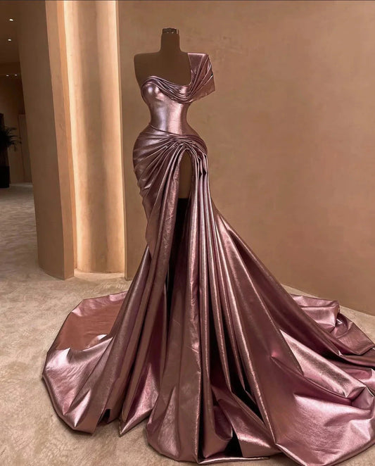 Elegant Long Satin Prom dress Evening Dress Party Dress simple gentle atmospheric and unique desi Bring summer colors to enhance whiteness by YiHuiw