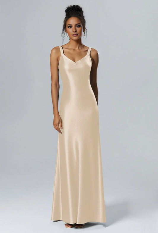 Elegant Mermaid V-Neck Sleeveless Back Zipper  Floor Length Bridesmaid Dresses