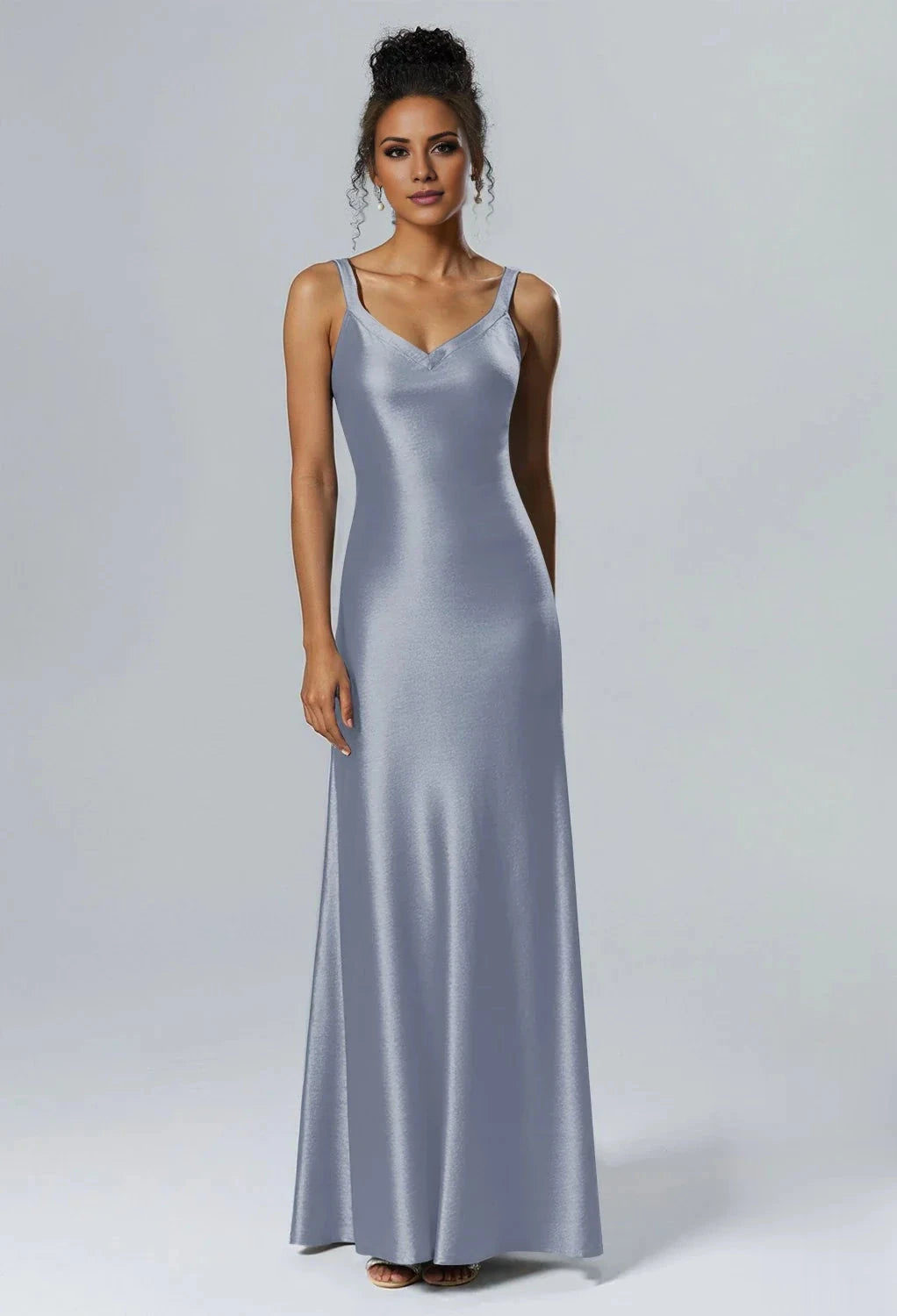 Elegant Mermaid V-Neck Sleeveless Back Zipper Floor Length Bridesmaid Dresses by YiHuiw
