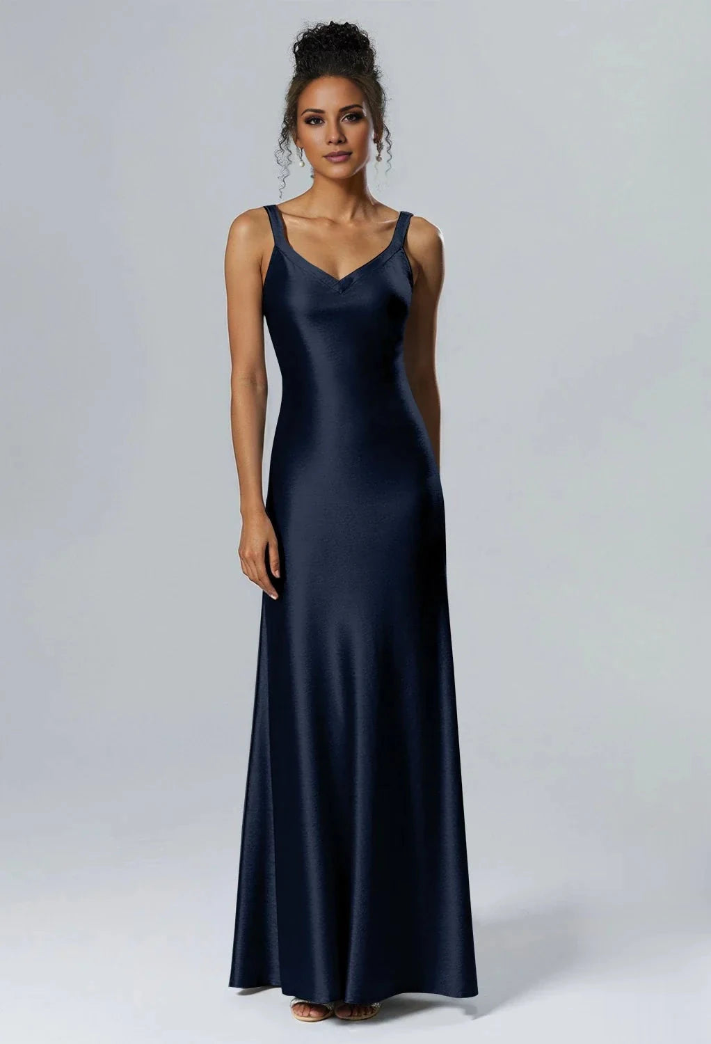 Elegant Mermaid V-Neck Sleeveless Back Zipper Floor Length Bridesmaid Dresses by YiHuiw