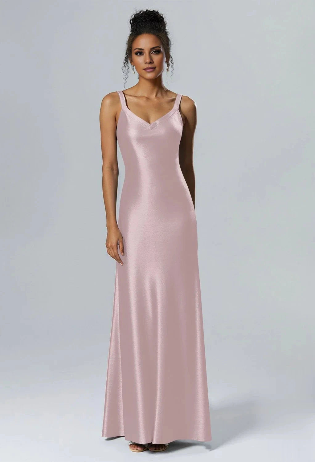 Elegant Mermaid V-Neck Sleeveless Back Zipper Floor Length Bridesmaid Dresses by YiHuiw