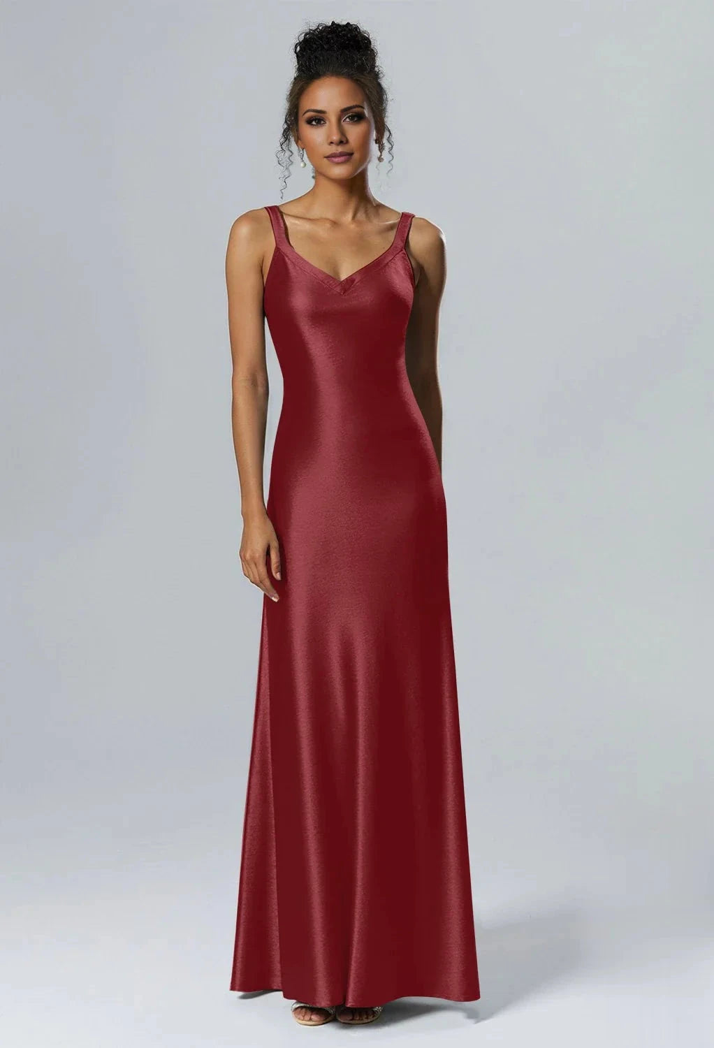 Elegant Mermaid V-Neck Sleeveless Back Zipper Floor Length Bridesmaid Dresses by YiHuiw