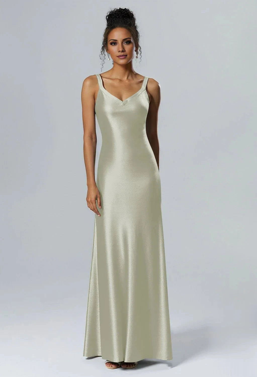 Elegant Mermaid V-Neck Sleeveless Back Zipper Floor Length Bridesmaid Dresses by YiHuiw