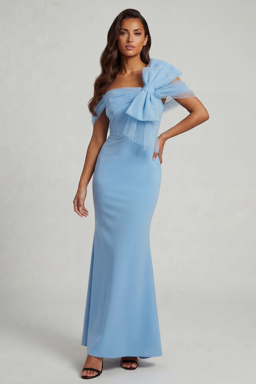 Elegant Off-Shoulder Tulle Bow Mermaid Mother of the Bride Dress