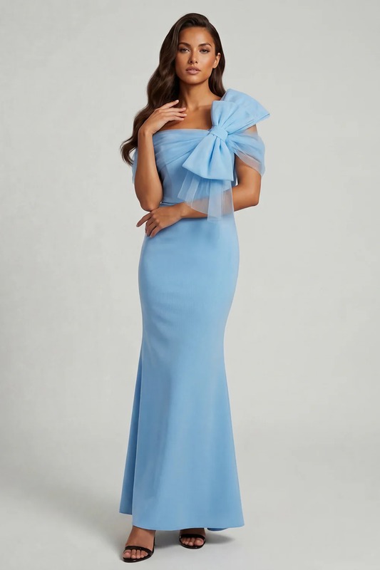 Elegant Off-Shoulder Tulle Bow Mermaid Mother of the Bride Dress