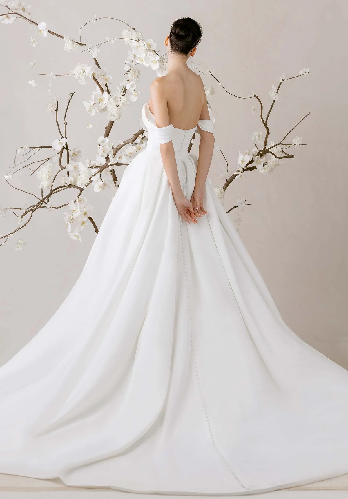 Ball Gown Satin Button Back Wedding Gown - Yihuiw by Yihuiw