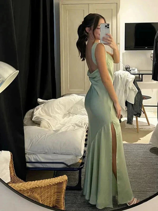 Elegant Sage Green Prom Dress Mermaid Graduation Dresses simple gentle atmospheric and unique desi Bring summer colors to enhance whiteness by YiHuiw