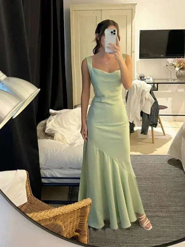 Elegant Sage Green Prom Dress Mermaid Graduation Dresses simple gentle atmospheric and unique desi Bring summer colors to enhance whiteness by YiHuiw