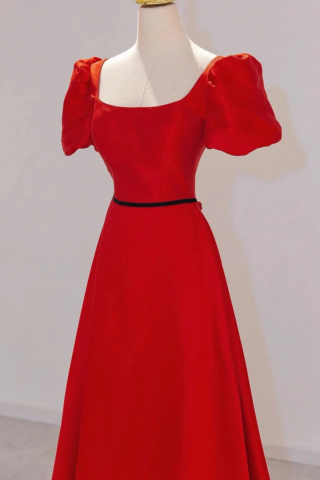 Elegant Satin Long Prom Dress Simple A-Line Red Evening Party Dress simple gentle atmospheric and unique desi Bring summer colors to enhance white by YiHuiw