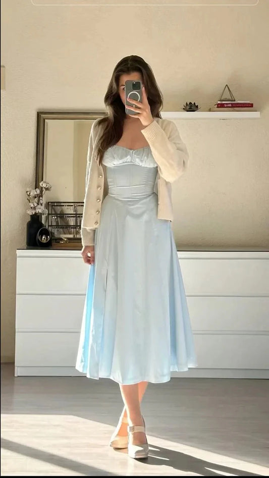 Elegant Short/Long Chiffon Homecoming Dresses Prom Dresses Evening Dresses Party Dresses simple gentle atmospheric and unique desi Bring summer colors to enhance whiteness by YiHuiw