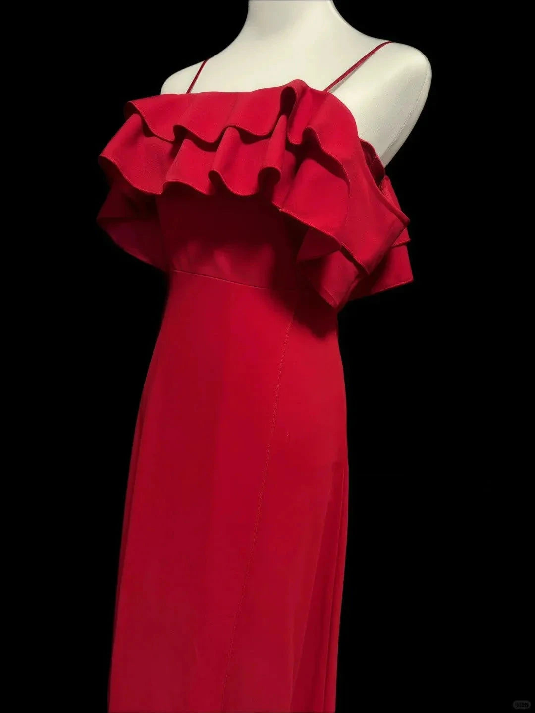 Elegant Sweet Fashion Ruffles Off Shoulder Long Satin Chiffon Ball Gown simple gentle atmospheric and unique desi Bring summer colors to enhance whiteness by YiHuiw