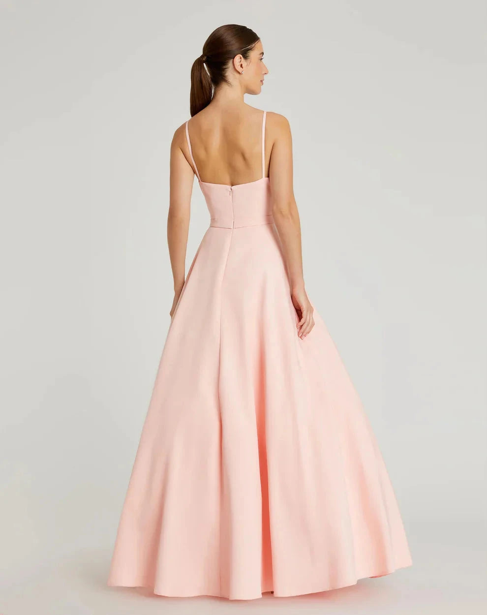 Elegant Voluminous Ball Gown Spaghetti Strap V-Neck Pocketed Maxi Evening Dress by LANQI DRESS