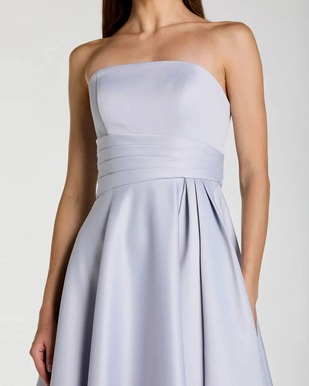 Elegant Voluminous Ball Gown Strapless Ruched Waist Asymmetrical Ruffle Maxi Evening Dress by LANQI DRESS