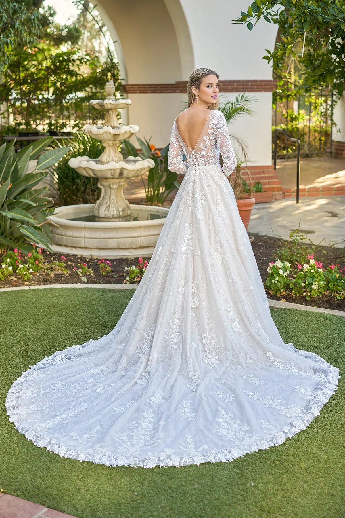 Illusion Lace Long Sleeve Wedding Dress - Yihuiw by Yihuiw