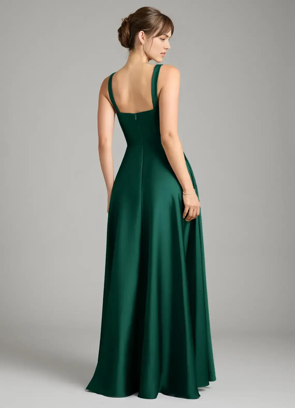 Square Neck Pleated Floor-Length Wedding Dress - Yihuiw by Yihuiw
