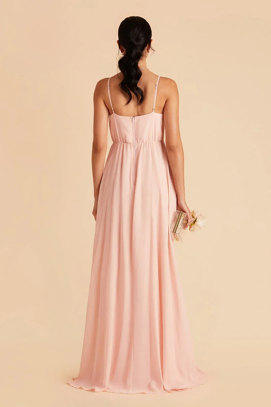 Spaghetti Strap Pleated Floor-Length Wedding Dress - Yihuiw by Yihuiw