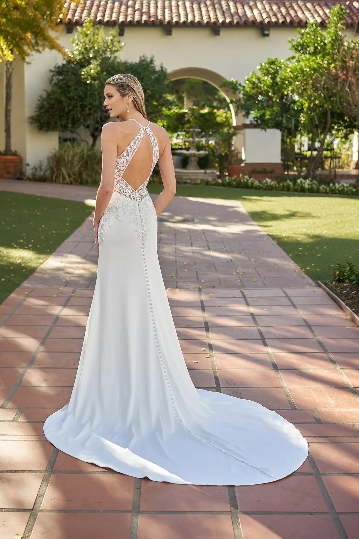 Mermaid Halter Lace Floor-Length Wedding Dress - Yihuiw by Yihuiw