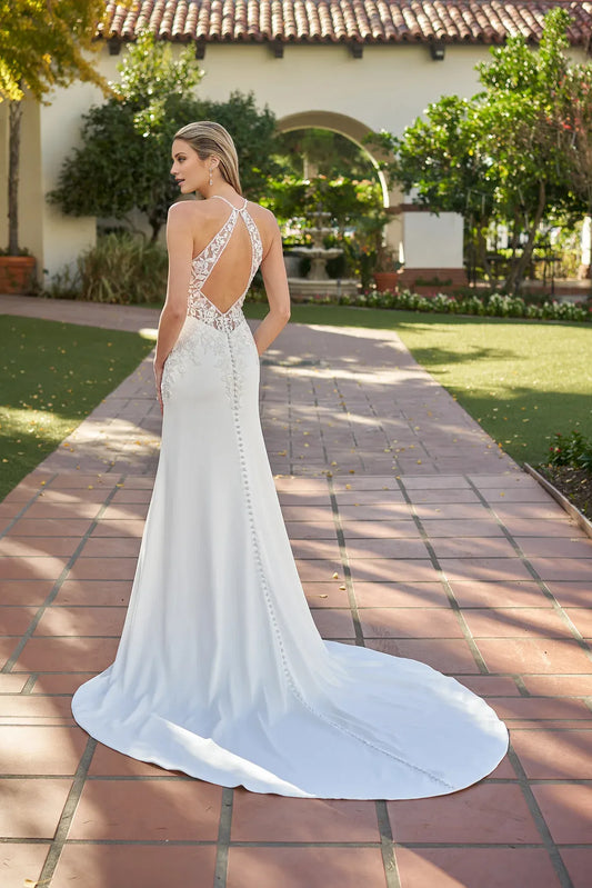 Mermaid Halter Lace Floor-Length Wedding Dress - Yihuiw by Yihuiw