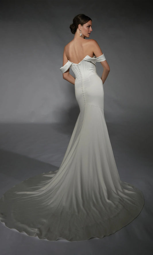 Mermaid Satin Lace-Up Back Wedding Dress - Yihuiw by Yihuiw