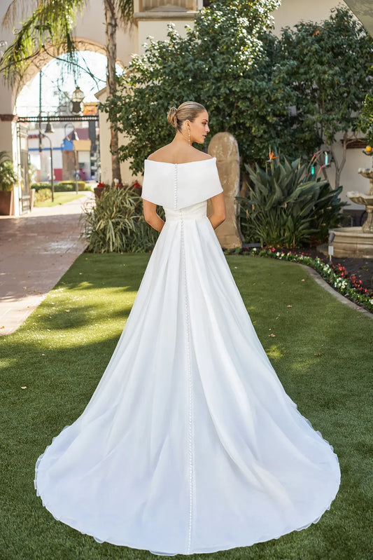 Satin Open Back High Slit Wedding Dress - Yihuiw by Yihuiw