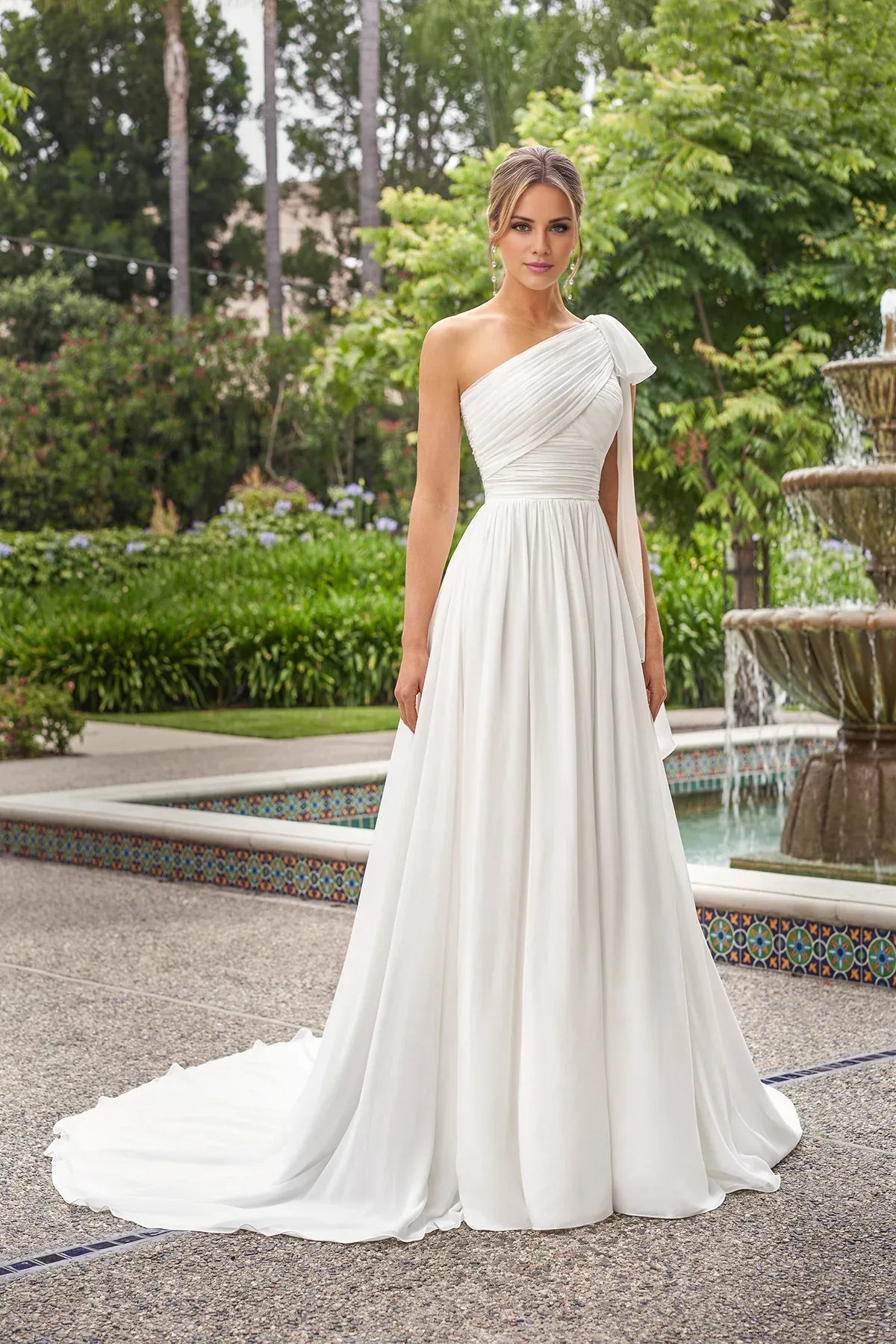 Chiffon Button Back Pleated Wedding Dress - Yihuiw by Yihuiw